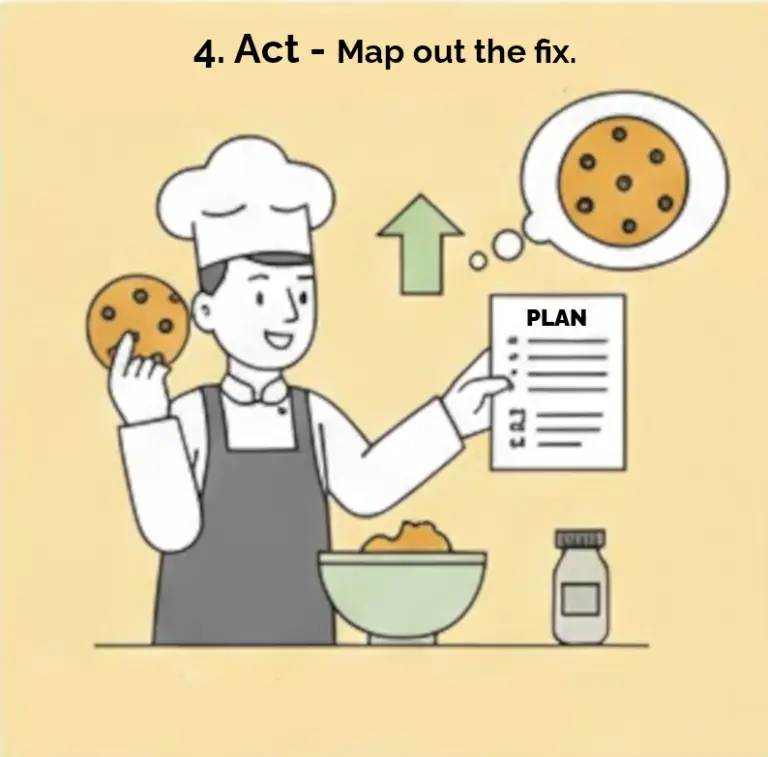 Man baking cookies demonstrating ACT of PDCA