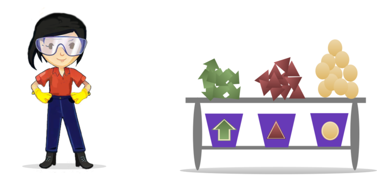 Female Worker with Organized Table of Items