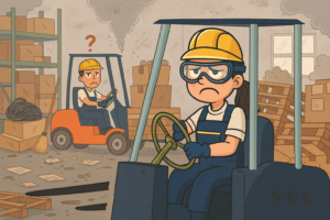 Frustrated workers in a dirty work environment